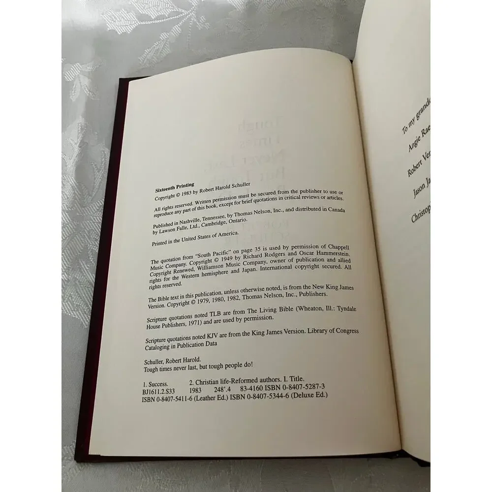 1983 Robert Schuller Tough Times Never Last Bonded Leather Gilt Book 16th Print